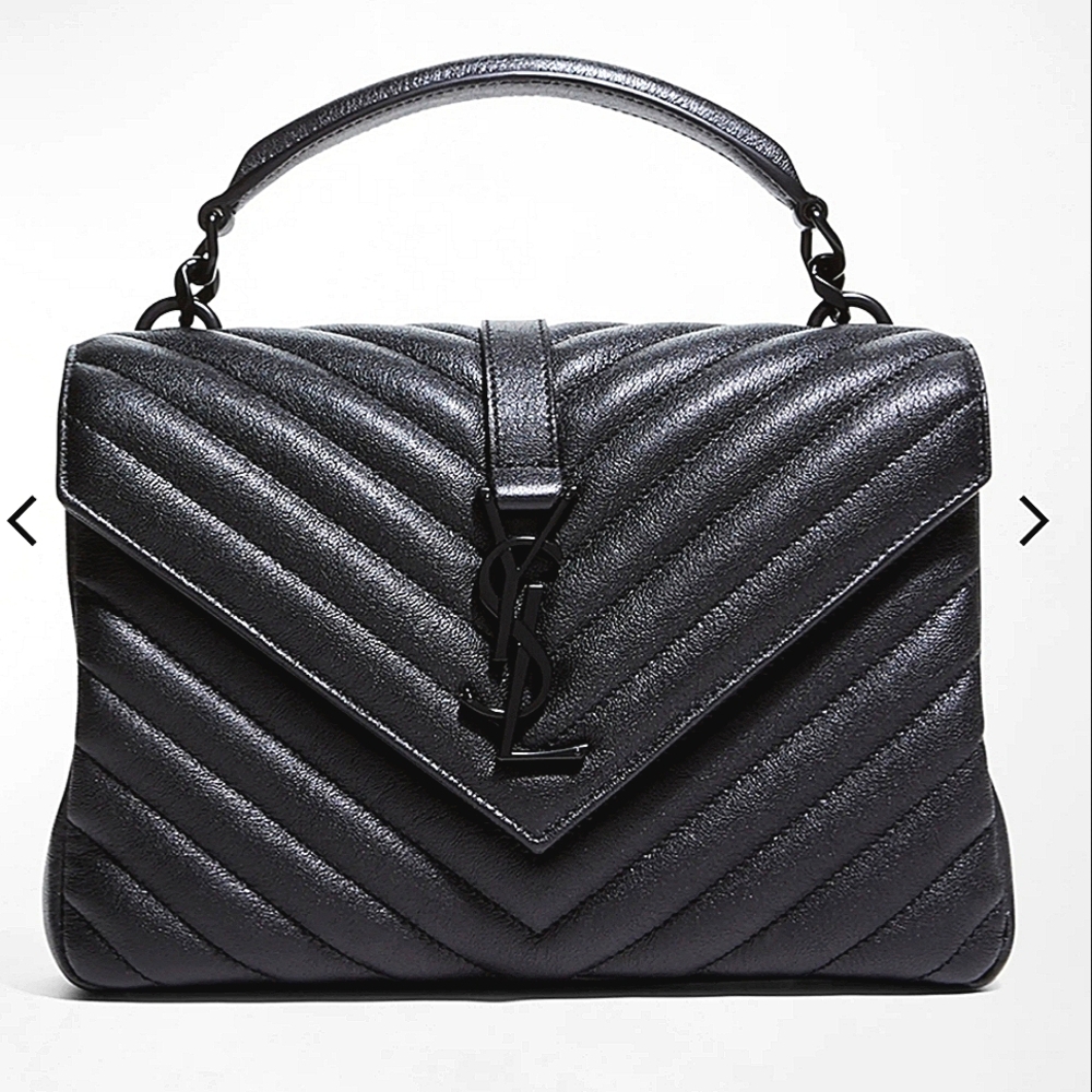 Yves Saint Laurent YSL Matelasse Leather College Medium Shoulder Bag - Black